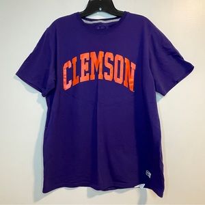 Clemson Tigers NCAA T-Shirt by Russell Purple with Orange Size L